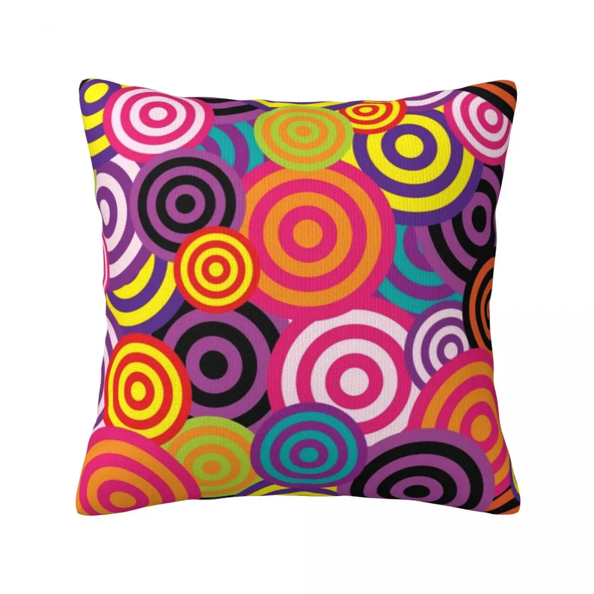 

Bohemian Circles Print Pillow Case Hippie Psychedelic Spring Vintage Pillowcase Polyester Hugging Zipper Cover