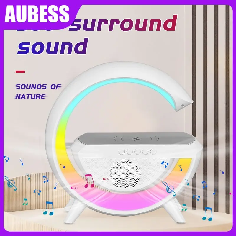 

Moon Shape Desk Lamp Led Atmosphere Rgb Light Multifunctional Music Rhythm Clock Rgb Atmosphere Lamp Speaker