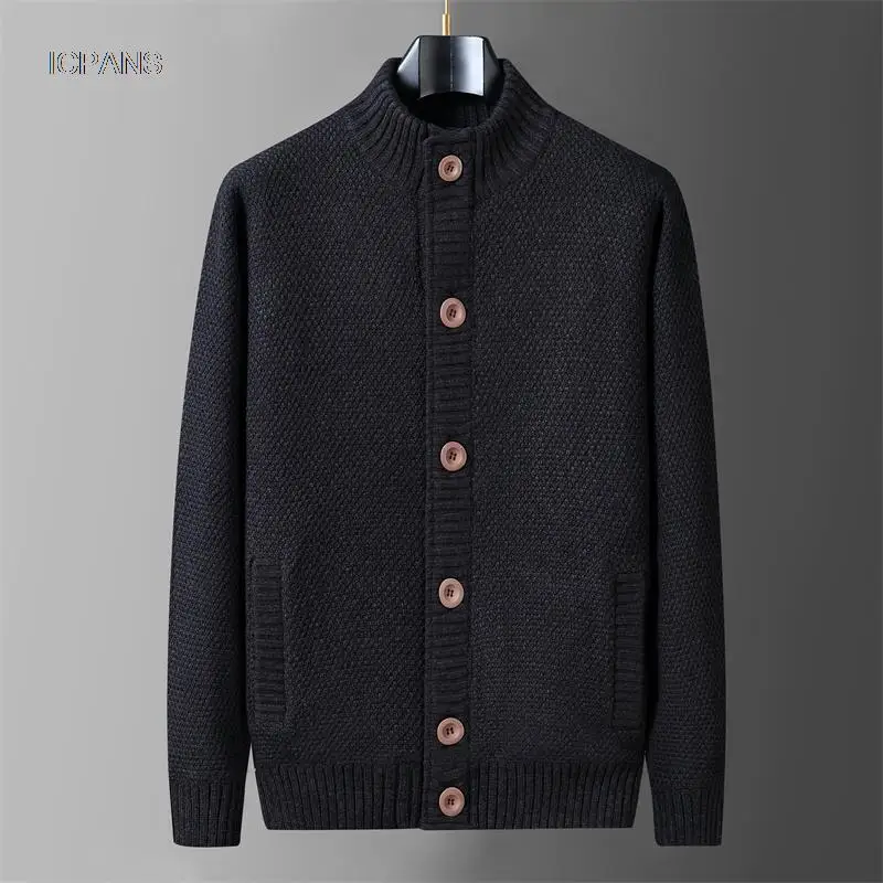 Fleece Warm Cardigan Cotton Man Sweater Button  Winter Thicken Jumpers Overcoat Casual White Red Mens Jacket 2022 Clothing