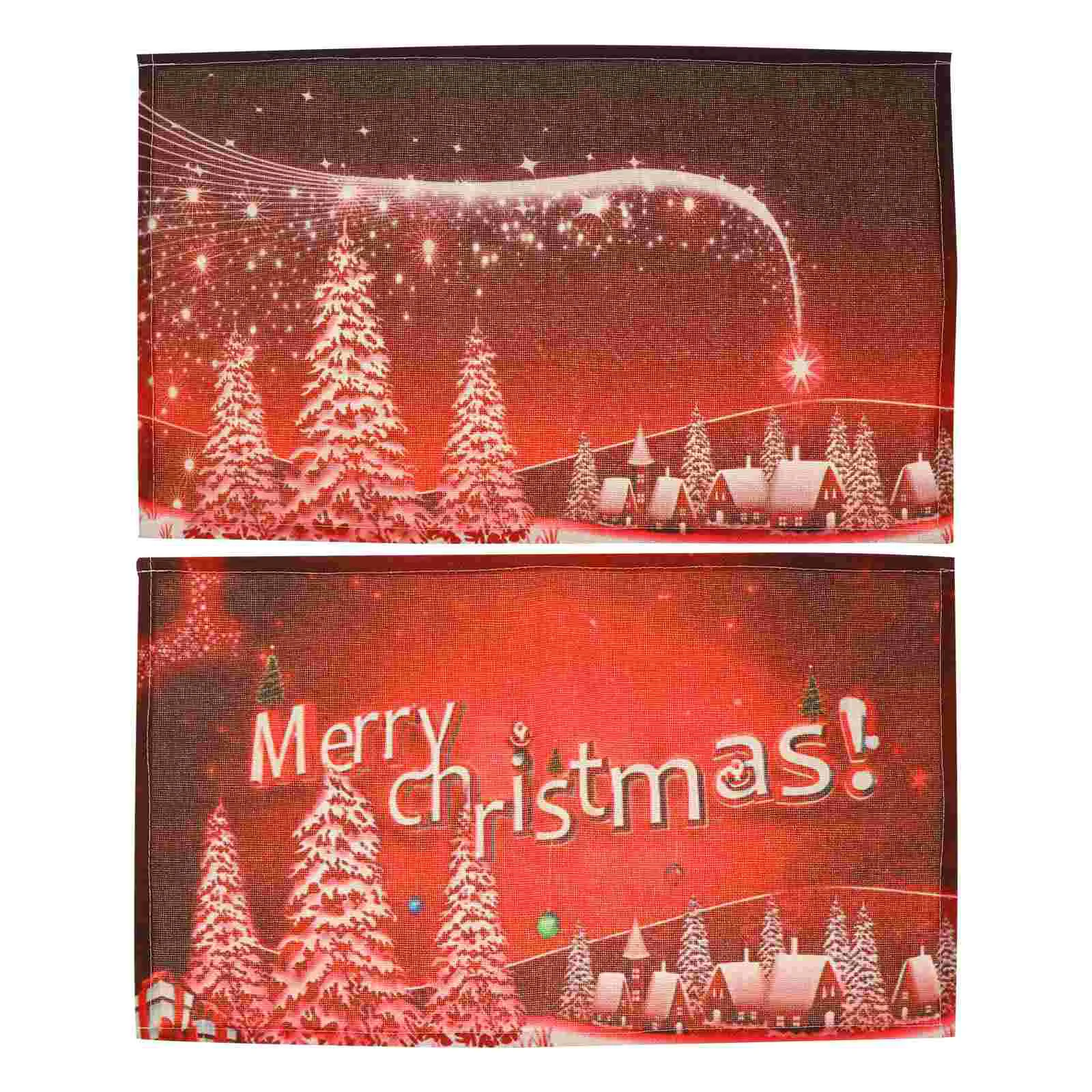 

2 Place-mats Cutlery Cushions Thickened Tableware Mats Table Decors (Red)