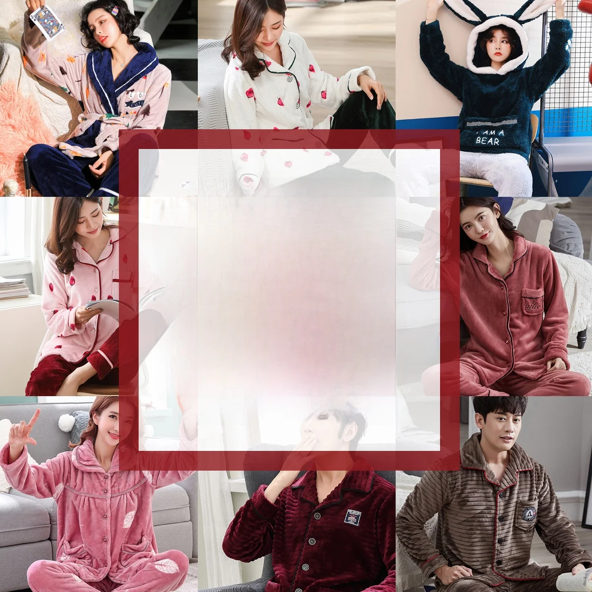 Утолщенные пижамы сломанного размера женские осенние и зимние фланелевые на