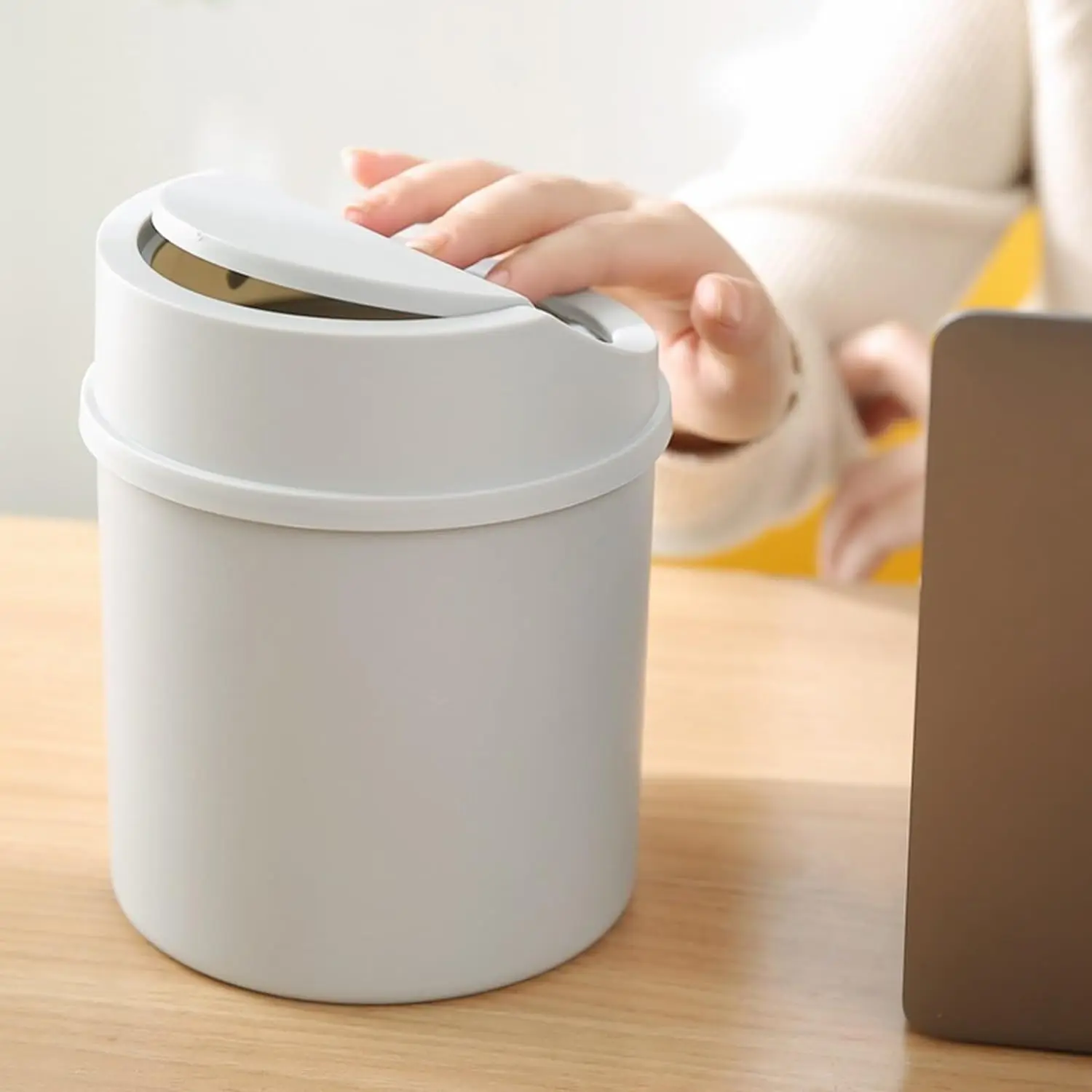 Белый Мини-пластмассовый Мусорный Бак Круглый Маленький Настольный Для Офиса И