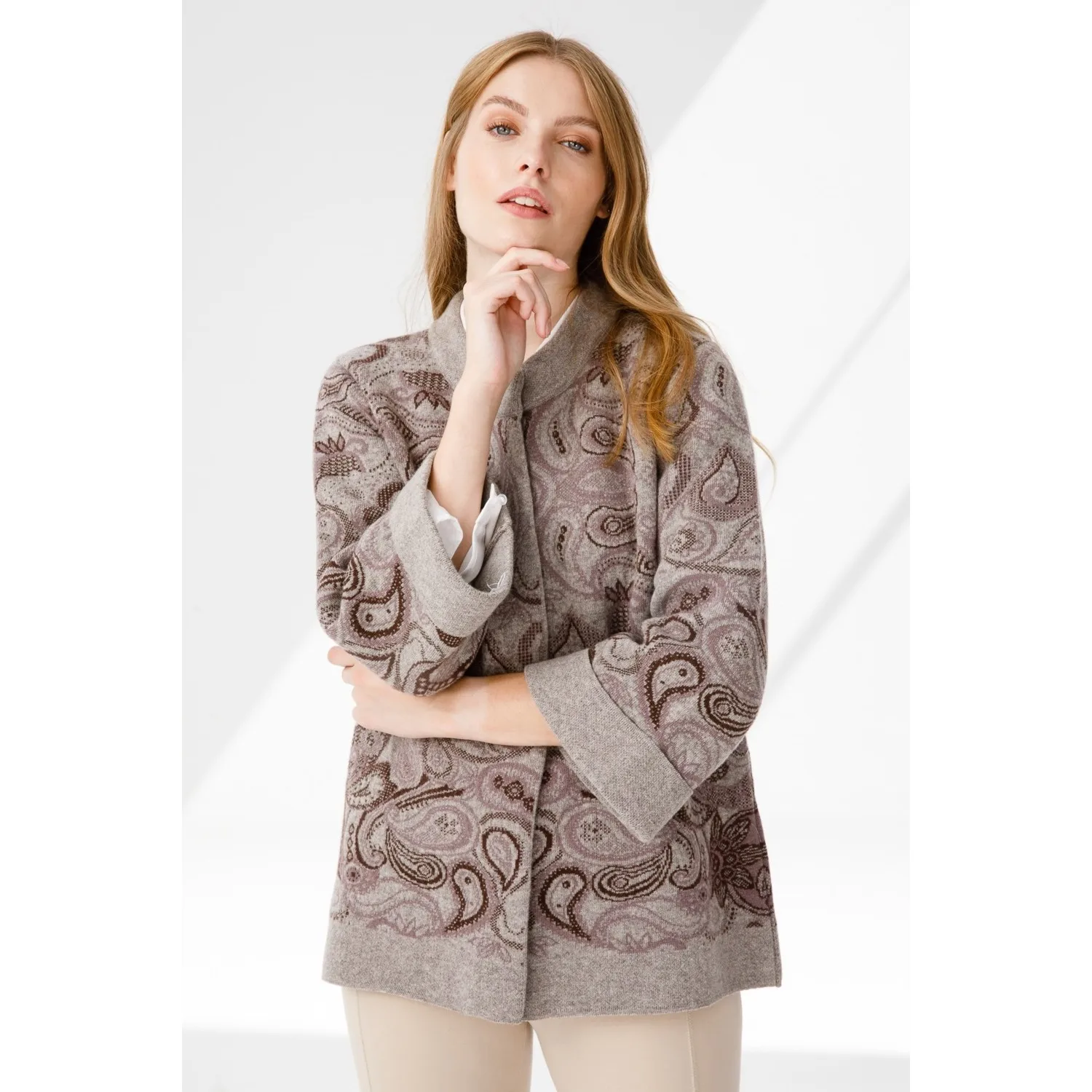 Patterned Knitwear Women Shawl Pattern Short Mink Color Coat Modern Design Noble Stance Enjoyable And Comfortable Use