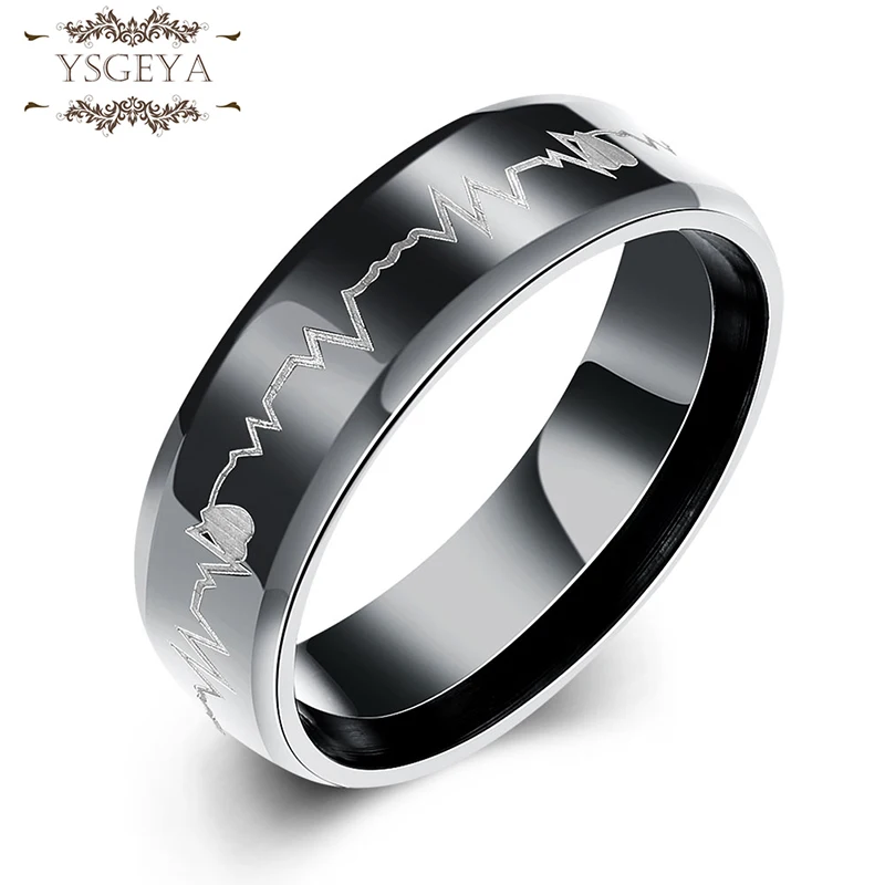 

YSGEYA 316L титановые EKG кольца для женщин, кольца для подростков, винтажные Kpop черные золотые корейские модные изделия, бесплатная доставка