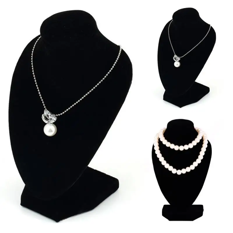 

1~5PCS Durable Model Bust Show Exhibitor Rack Black Velvet Jewelry Display Necklace Pendants Mannequin Jewelry Stand Organizer