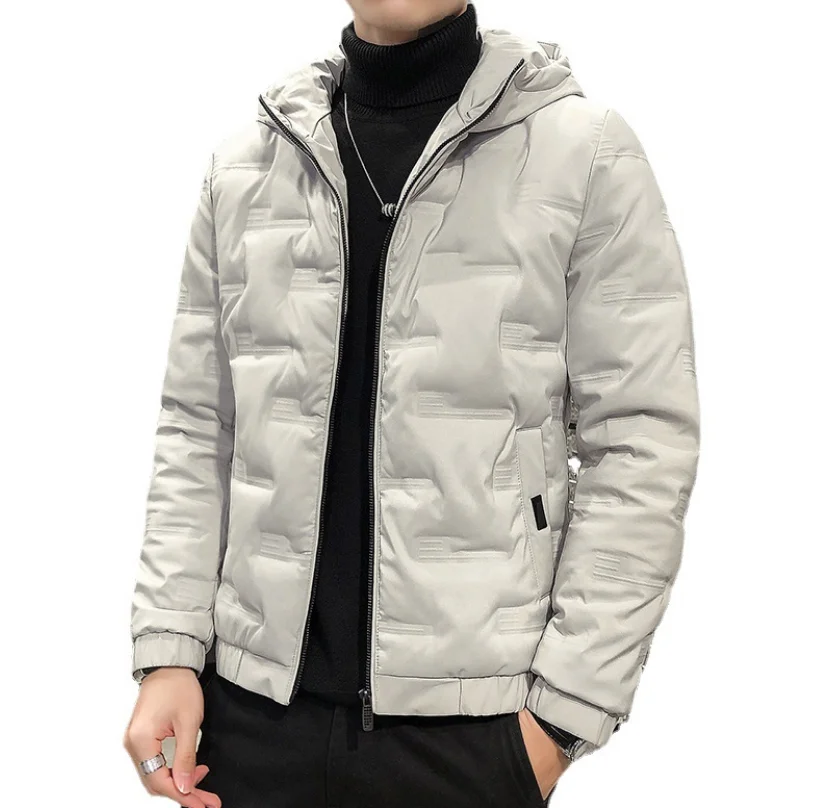 Winter white duck down warm and handsome hooded jacket men's clothing