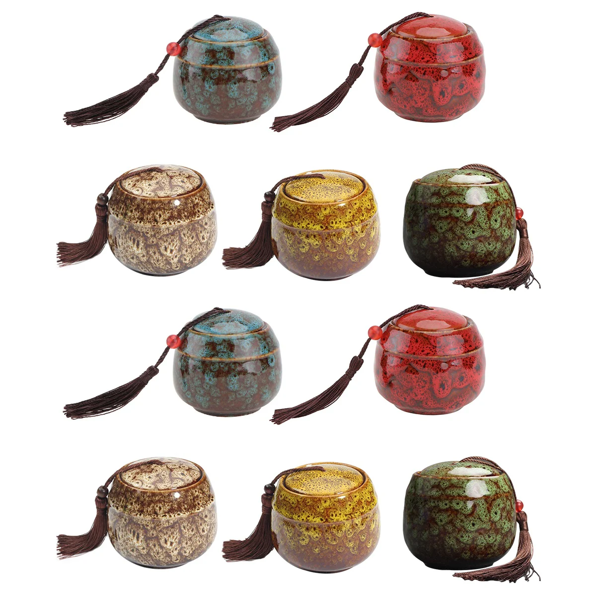

10 Pcs Ceramic Tea Glass Snack Containers Storage Cans Jars Leaves Pots Medicine Sealed Canister Ceramics Ointment Travel
