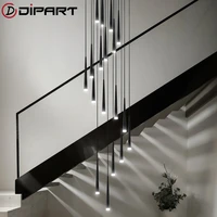 modern nordic led long tube ceiling lamp acrylic indoor stair living room restaurant barkitchen cylinder pipe hanging chandelier
