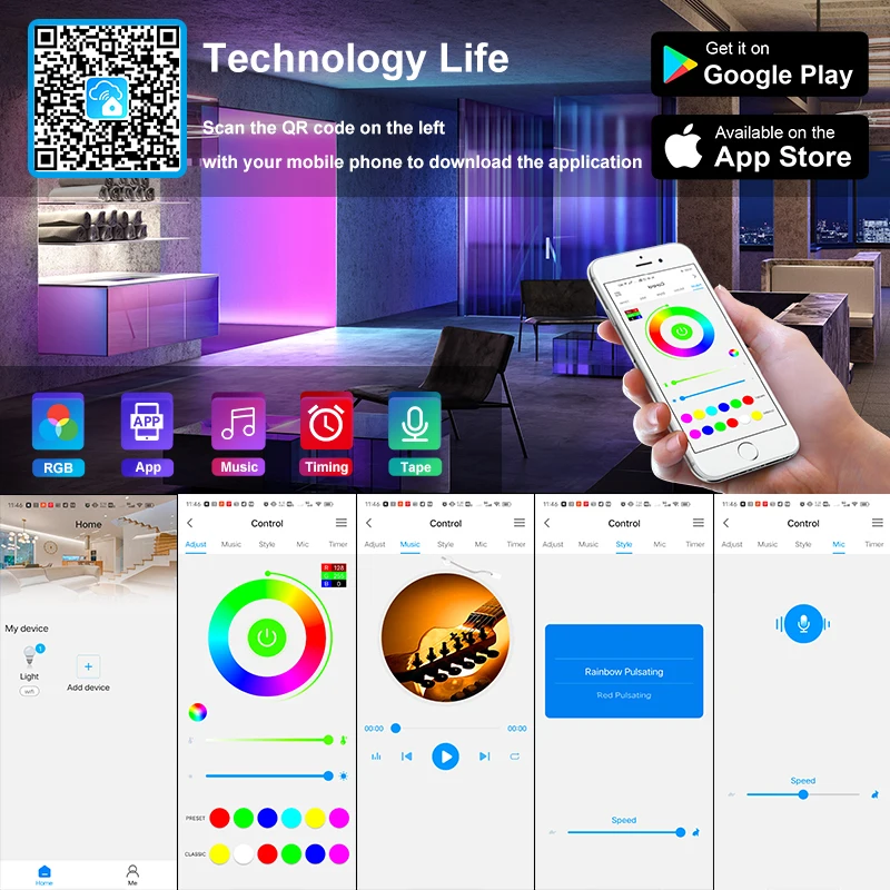 Светодиодная лента RGB с Wi-Fi 5050 5-20 м Bluetooth гибкая не Водонепроницаемая светодиодная