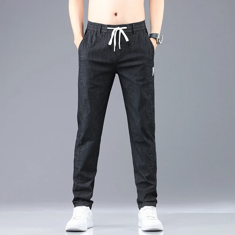 Брюки мужские с эластичным поясом хлопок повседневные однотонные Классические