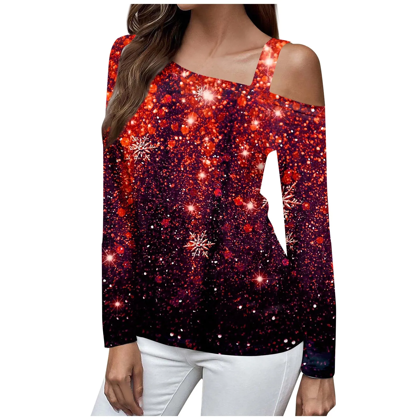 

Женский свитшот с открытыми плечами и длинным рукавом