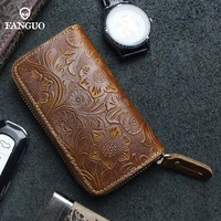 mens key wallet genuine leather keychain holder pouch card slot purse smart key cover organizer housekeeper bag keyring pocket