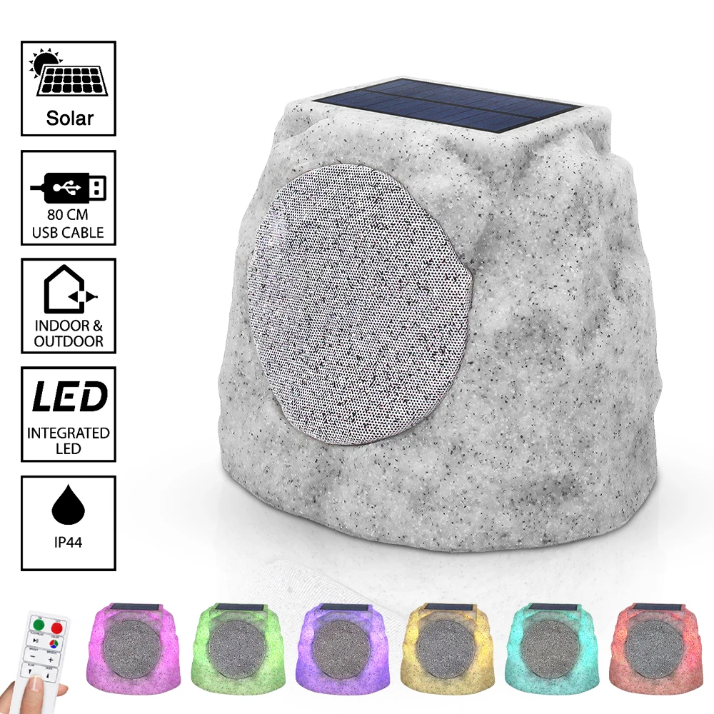 

Outdoor Solar Garden Speaker Waterproof Glow LED Stone Lamp Color Changing Wireless Bluetooth Speaker For Patio Yard