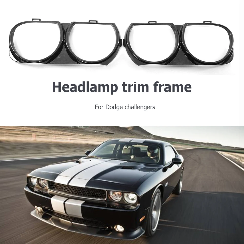 

2pcs Front Headlight Lamp Frame Decoration LH LF & RH RF For Dodge Challenger 68259053AB+68259052AB CH2511101+CH2510101 Carstyle