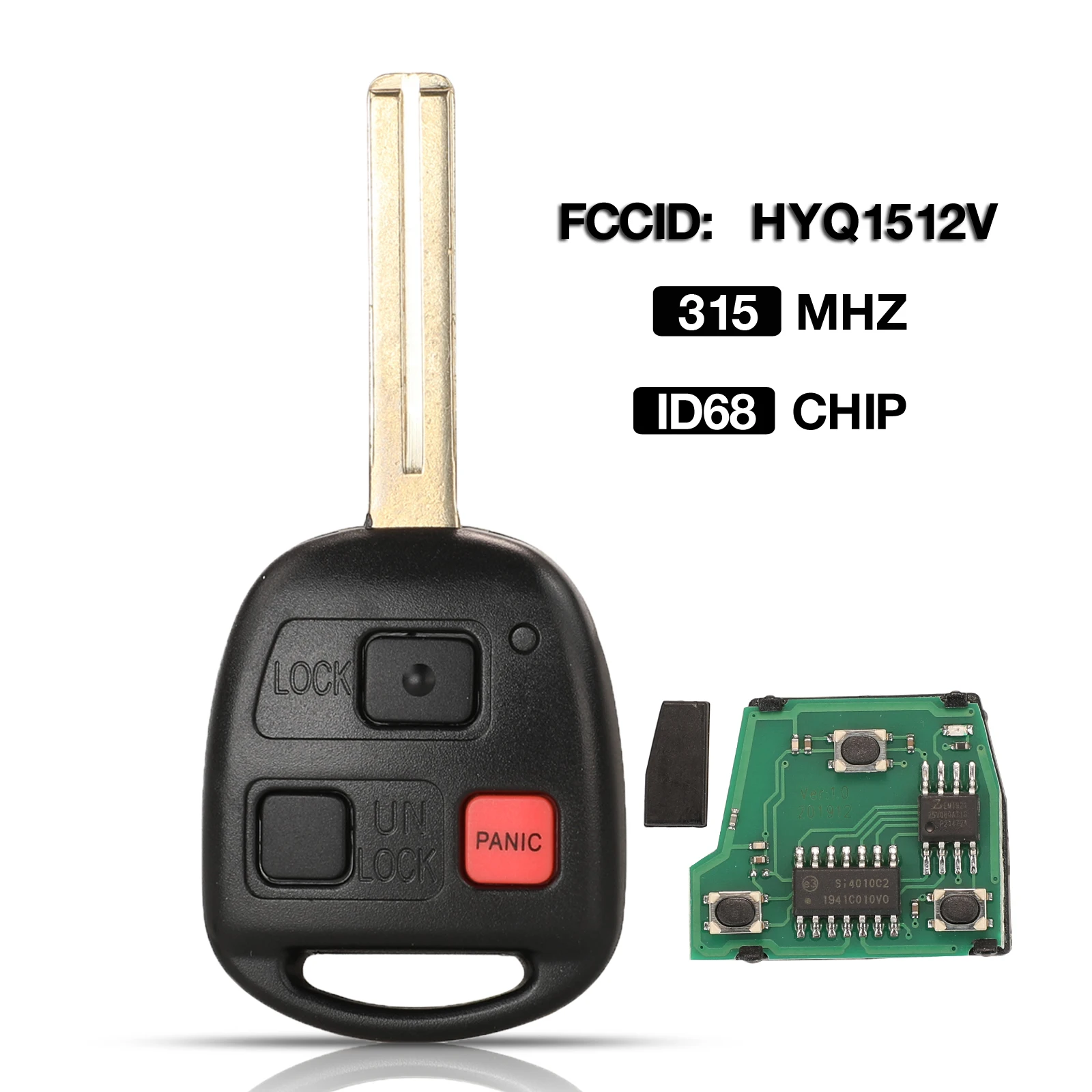 jingyuqin FCCID HYQ1512V Remote Key Fob 314/315MHz With 4D68 Chip For Lexus GX470 LX470 FCC ID : HYQ1512V P/N: 89070-60801
