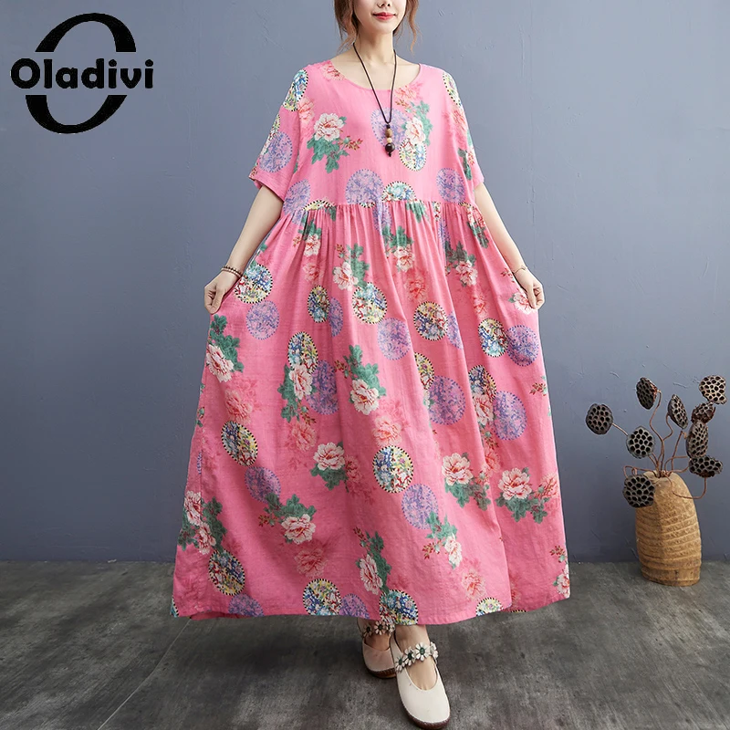 

Oladivi модное женское платье большого размера с принтом в стиле бохо, женская летняя пляжная одежда, богемные длинные платья большого размера,...