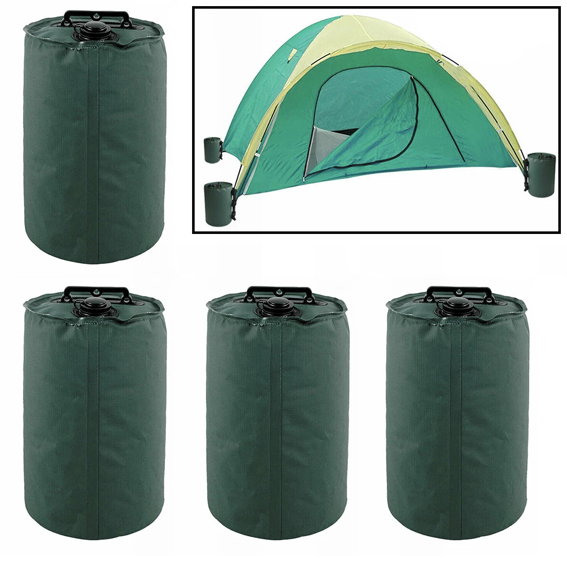 4Pcs Green Weight Water Sand Bag Large Capacity Tent Leg Foot for Outdoor Garden Gazebo Canopy Tripod Marquee Camping Awning