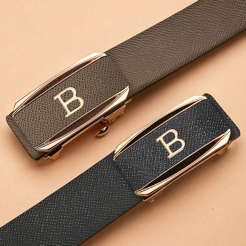 2023 B Letter Coffee Genuine Leather Belt High Quality Automatic Buckle Fashion Men's Belt Designer Casual Belt ceinture homme