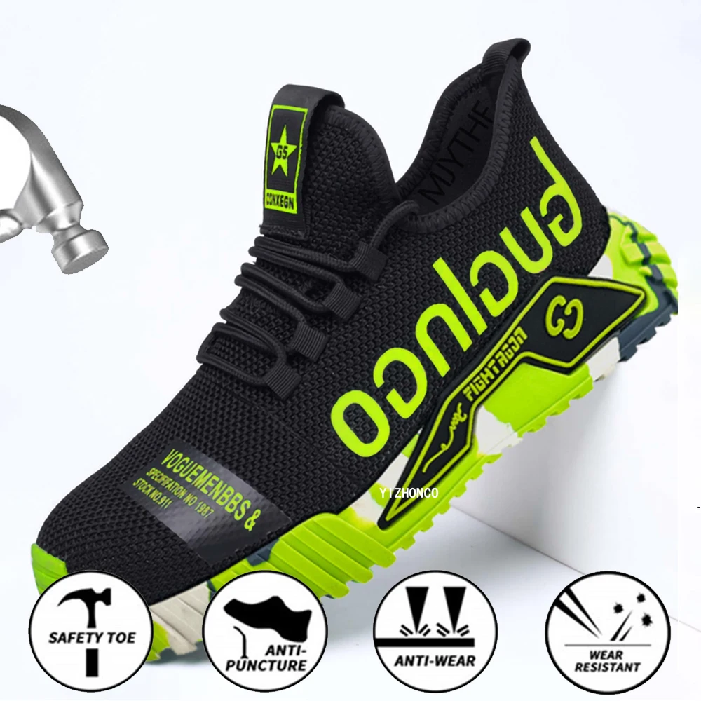 

2022 Mesh Work Safety Shoe Shoes Men Anti-Smash Anti-Puncture Fashion Work Shoes Sneakers Steel Toe Construction Casual Shoes