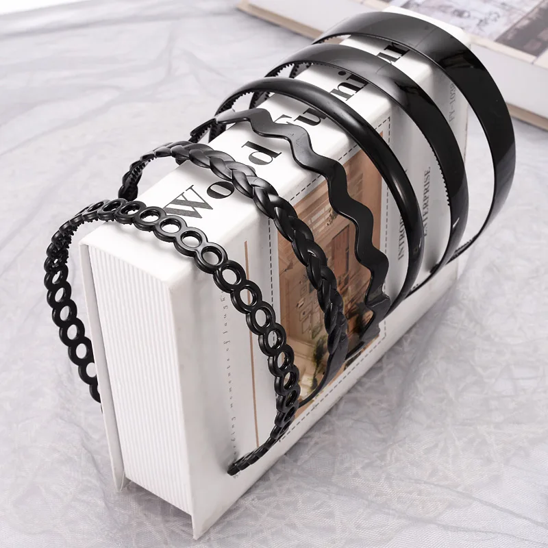 

Plastic Black Head Hoop Sport Classic Headband Unisex Non-slip Wavy Hair Accessories