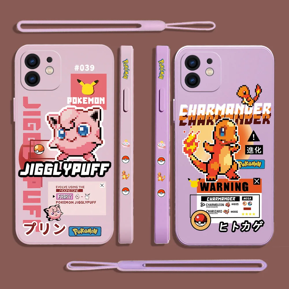 

Pokémons Charmanders Jigglypuffs Phone Case For Samsung A81 A53 A50 A12 A22S A52 A52S A51 A72 A71 A32 A22 A20 4G 5G With Lanyard