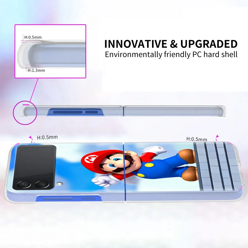 Игровой чехол Super Mario для Samsung Galaxy Z Flip 3 5G прозрачный жесткий сотового телефона ZFlip3
