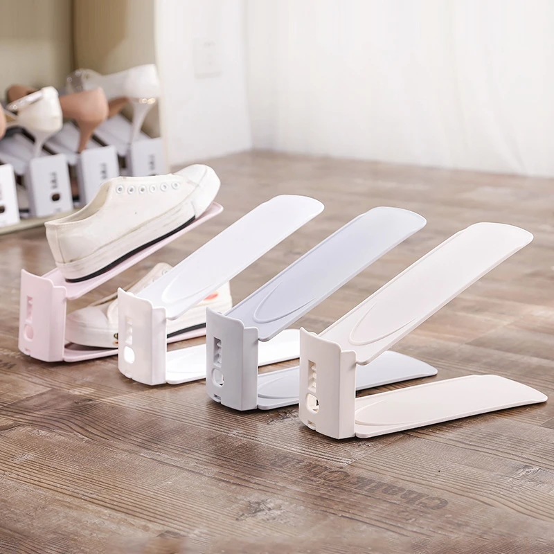 

New Creative Double-layer Adjustable Durable Shoe Rack Simple Dust-proof Household Four Color Shoe Storage Racks