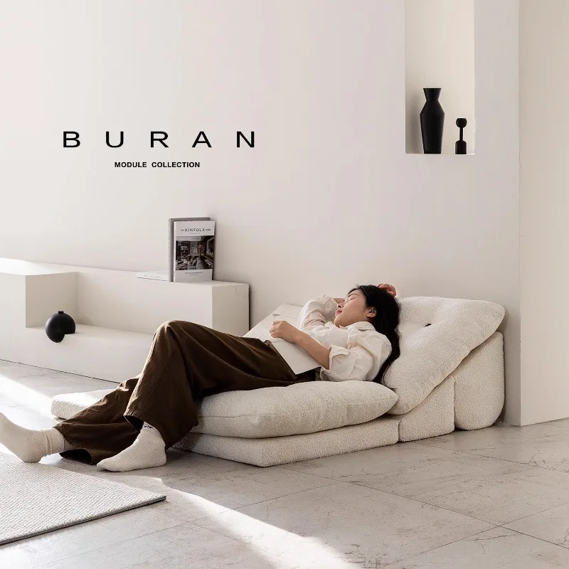 Минималистичный диван для гостиной из белой ткани супермягкий и удобный ленивый