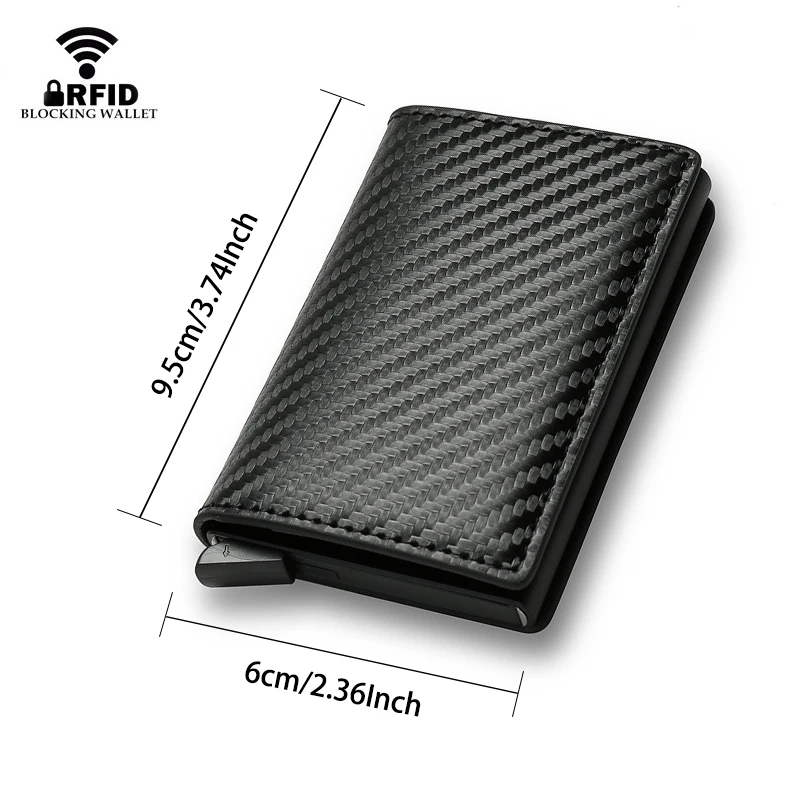 Rfid Anti-theft Safe Slim Mini Smart Wallet Carbon Fiber Credit Card Holder Men Brand Wallets Small Money Bag Male Buckle Purses