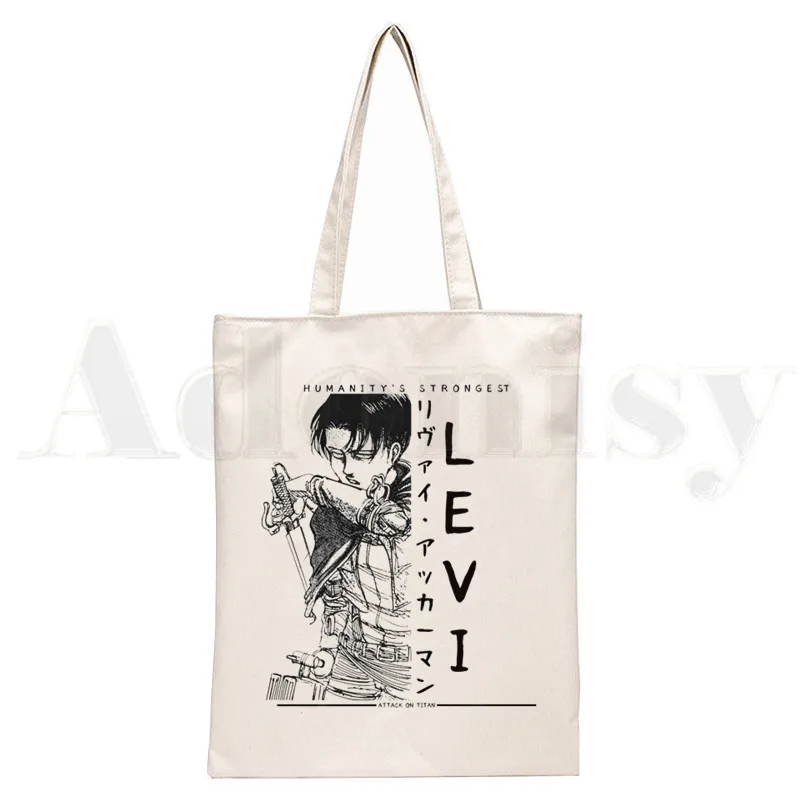Levi Ackerman Anime Attack on Titan Levi Rivaille Handbags Shoulder Bags Casual Shopping Girls Handbag Women Elegant Canvas Bag