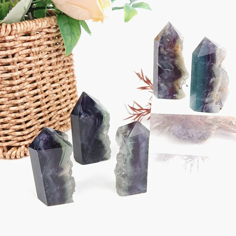 Природный кристалл Радуга Флюорит обелиск с геодом Друза кварц Хэллоуин