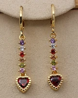 trendy dangle drop earrings for women gold chain earring rainbow zircon jewelry accessories for wedding engagement gift