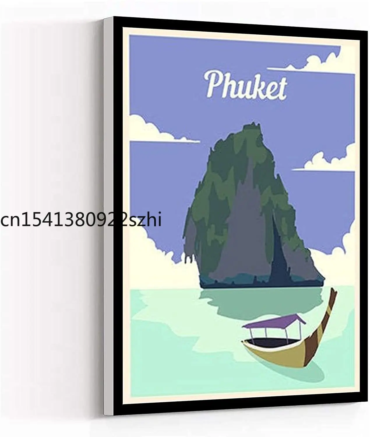 

Canvas Wall Art Modern Art Painting Framed 12''x18'' Phuket Poster,Tayland Posters Artwork Wall Art for Living Room Bedroom