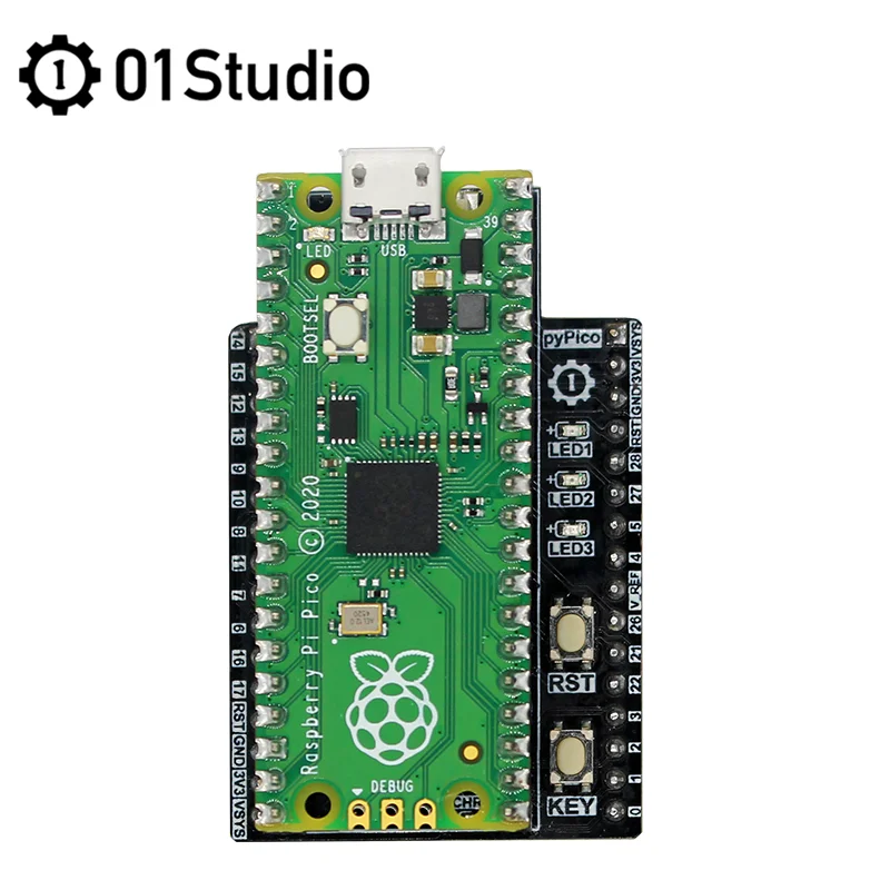 Плата адаптера 01Studio pyPico совместимая с платой Raspberry Pi Pico MicroPython RP2040