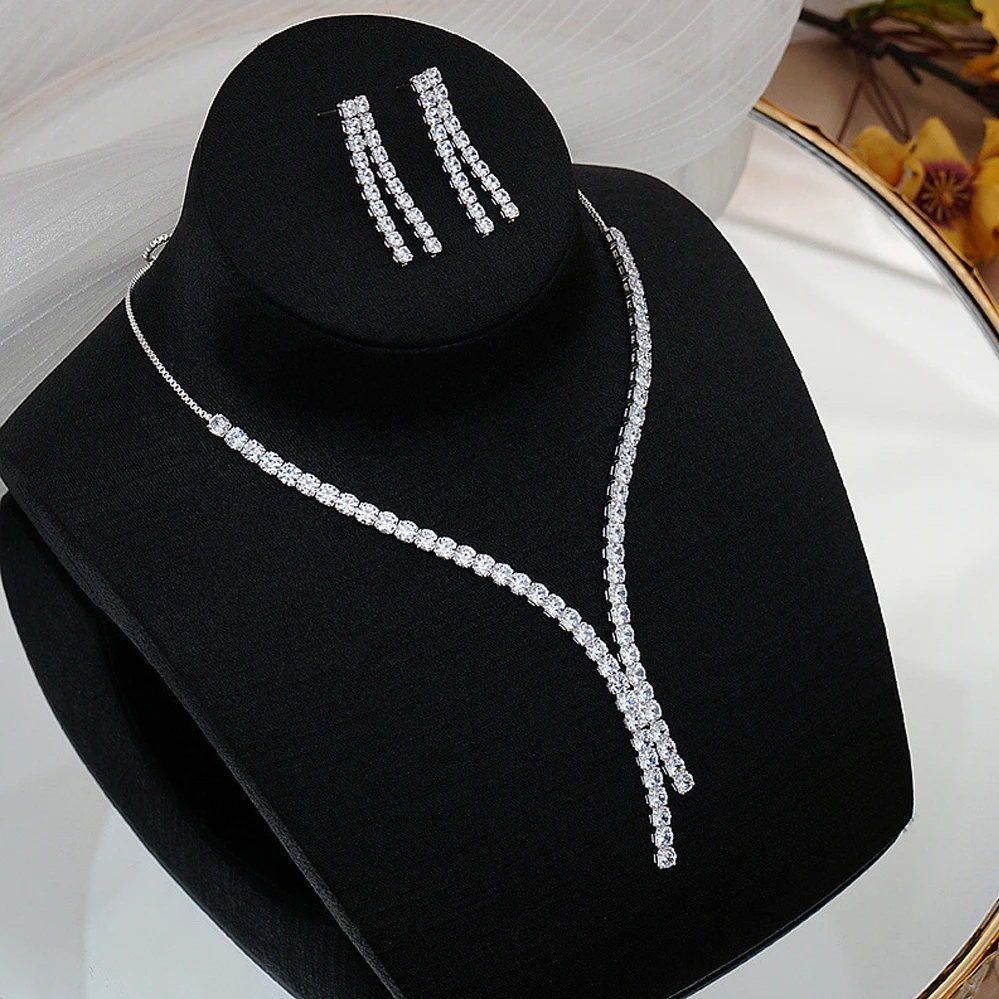 Модное ожерелье из циркония для женщин блестящее длинное с кулоном
