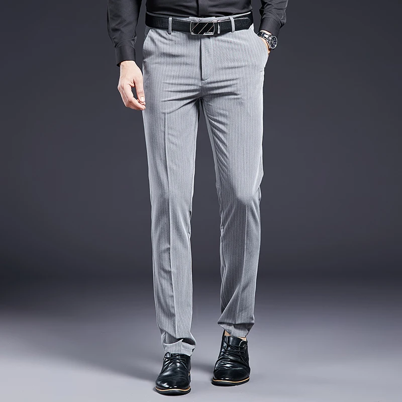 

Business casual pants men's trousers 2022 spring new vertical stripe straight tube non ironing middle-aged pants