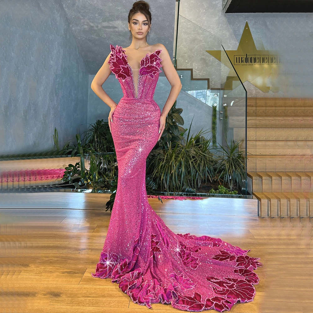 

Exquisite Brilliant Mermaid Evening Dresses Strapless Sleeveless Beading and Sequins Ladies Floor Length Party Banquet Gowns