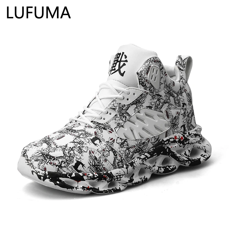 Модная мужская обувь для уличных танцев в стиле хип-хоп высокие кроссовки с