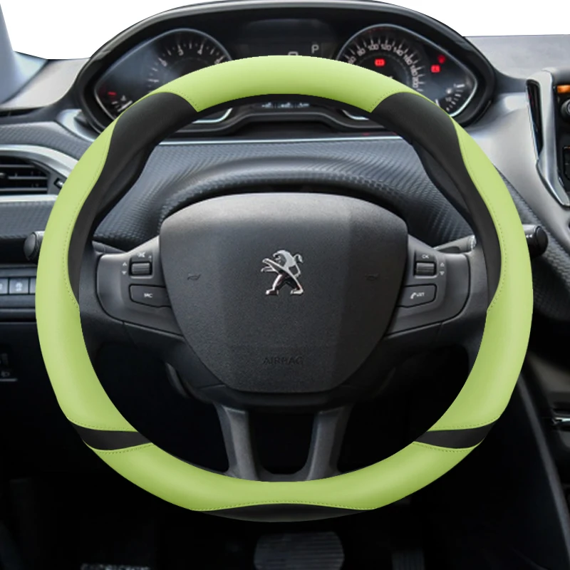 

for Peugeot 2008 I II 2013~2022 Car Steering Wheel Cover PU Leather Non-slip Women New Girls Auto Accessories Interior