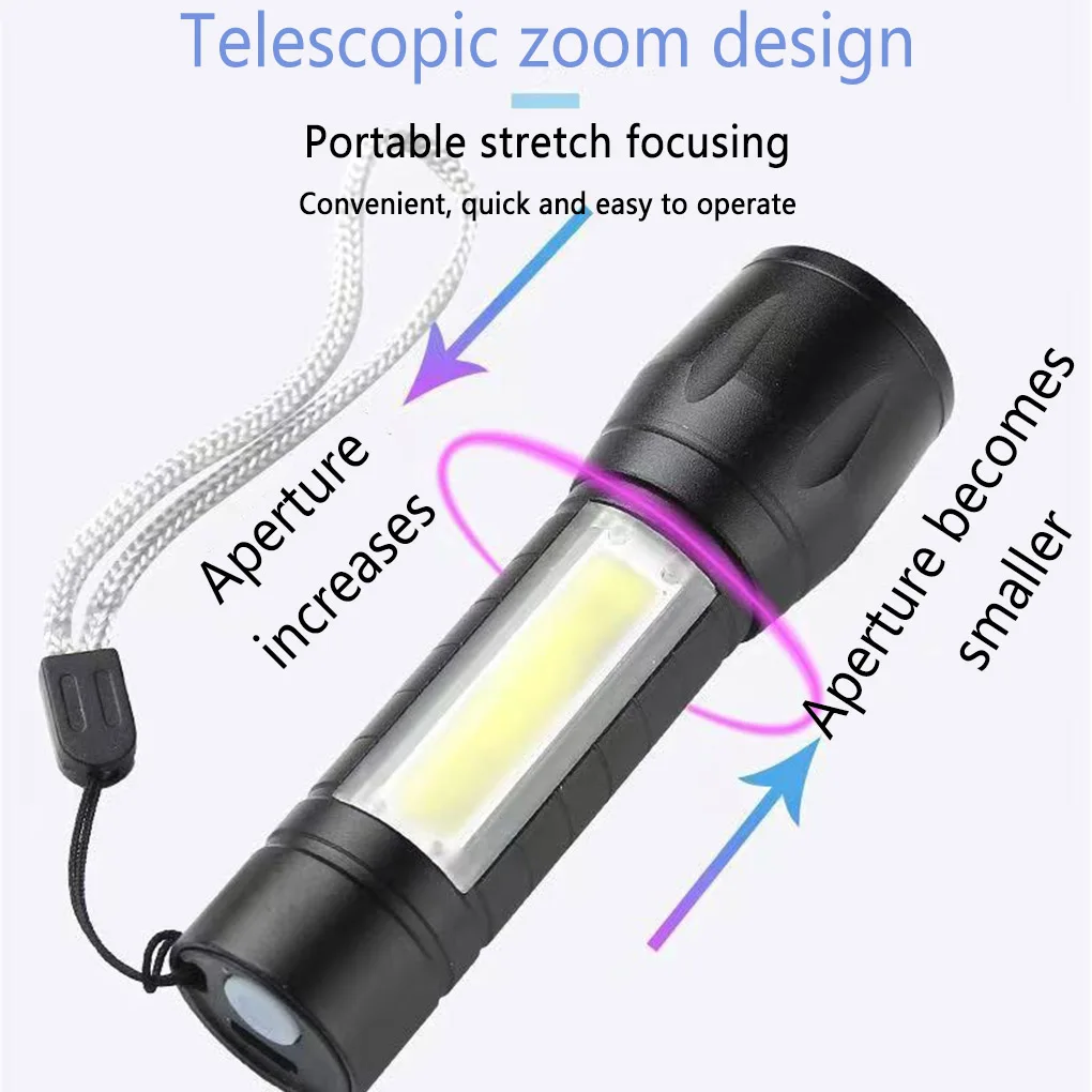 

Flashlight Waterproof Battery Powered Side Lamp Adjustable Electric Torch