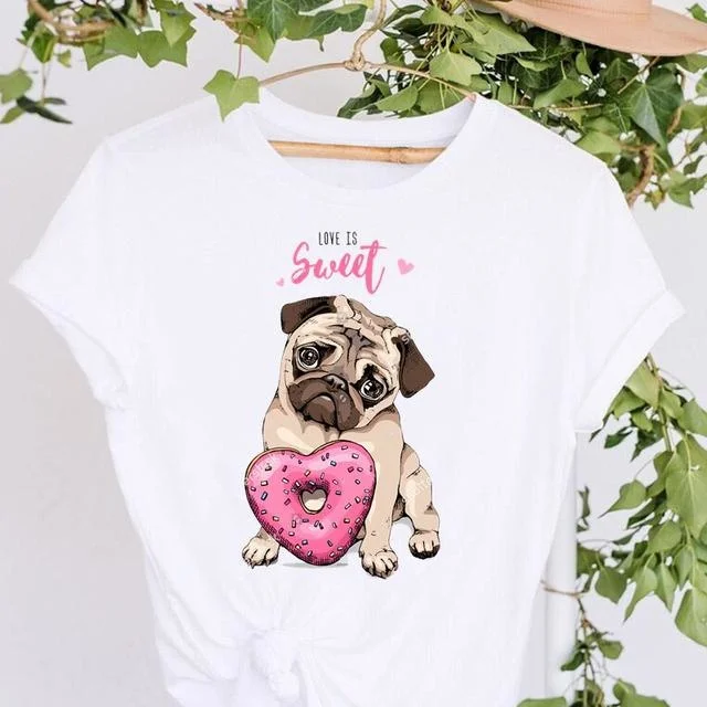 

Футболка для мопса, забавная женская футболка, забавная уличная одежда y2k для девочек