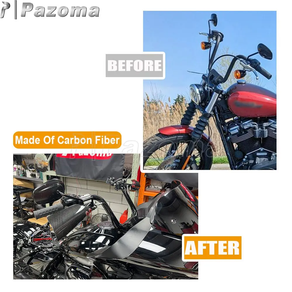 Фото Карбоновые поручни для Harley Softail FXBB FXBBS FXST FXLRST FLDE FLHC FLHCS PAZOMA, защита рук для мотоцикла, защита от ветра №5