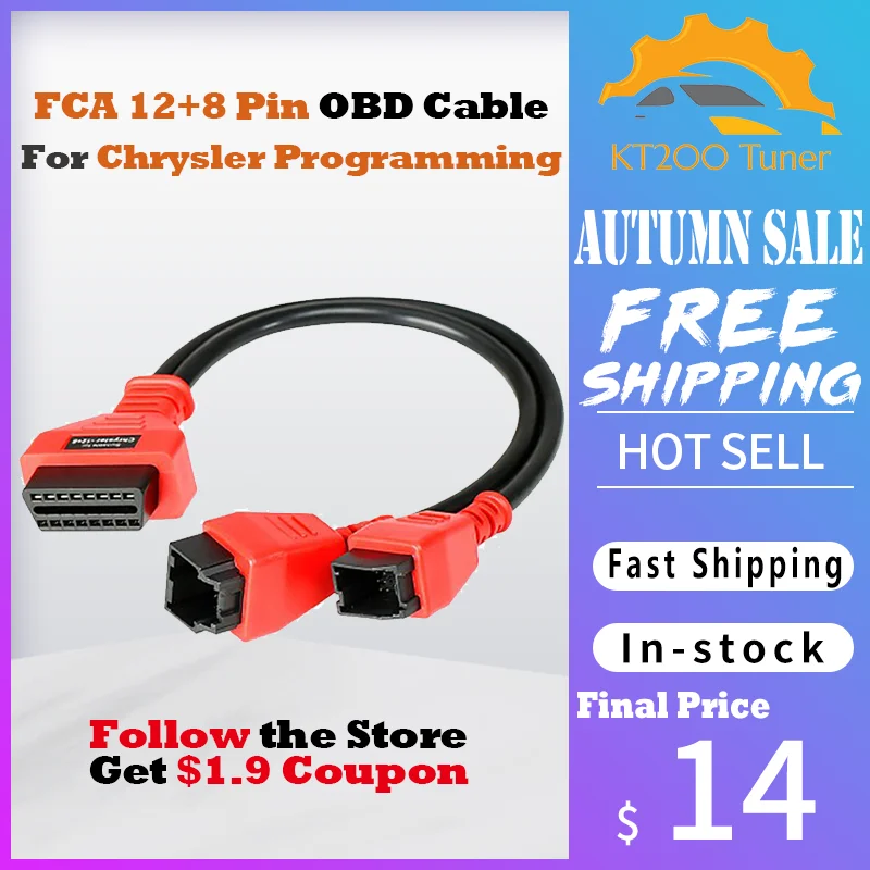 FCA 12 + 8 Pin OBD кабель для Chrysler Программирование поддерживает MaxiSys/IM608 /Launch X431 V/ OBDSTAR