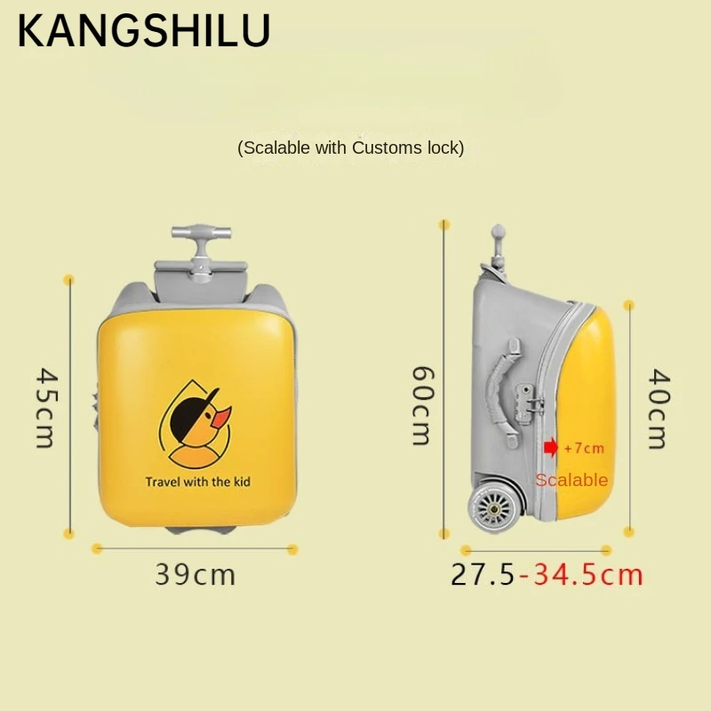KANGSHILU New 2023 Cartoon Baby Ride On Trolley Luggage Lazy Carry On Suitcase Kids Trolley Case Box Scooter Offers with Wheels