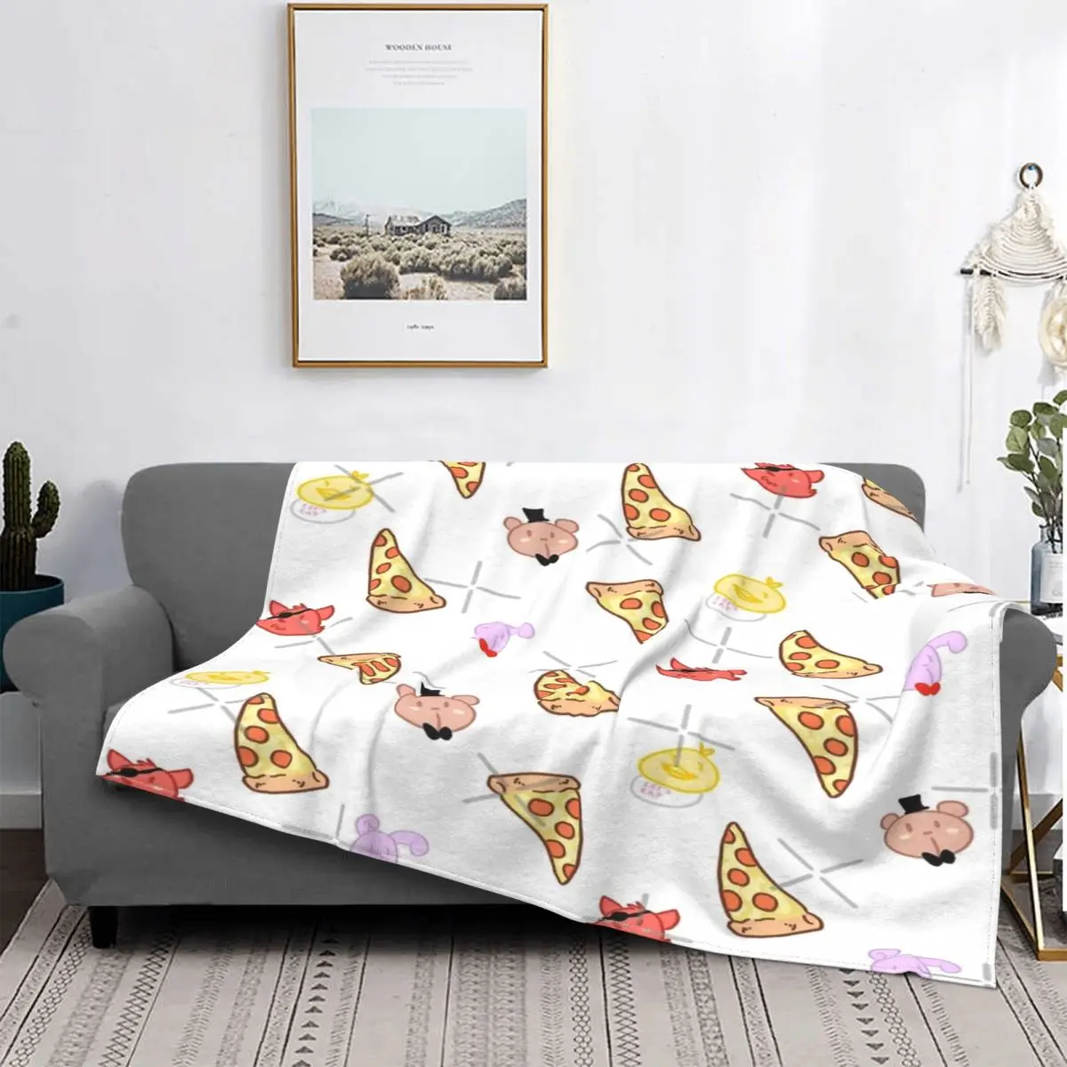 

Fnaf-colcha a cuadros para cama, edredón de felpa de Anime, 1 manta