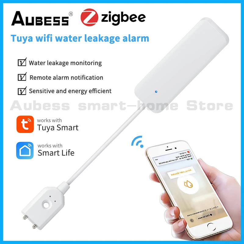 

Aubess Tuya Home Alarm Water Leakage Alarm Independent ZIGBEE Leak Sensor Detector Flood Alert Overflow Security Alarm System