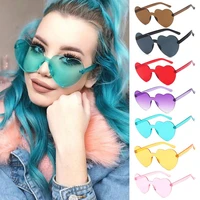 party favor transparent trendy candy color heart sunglasses sunglasses for women rimless heart glasses