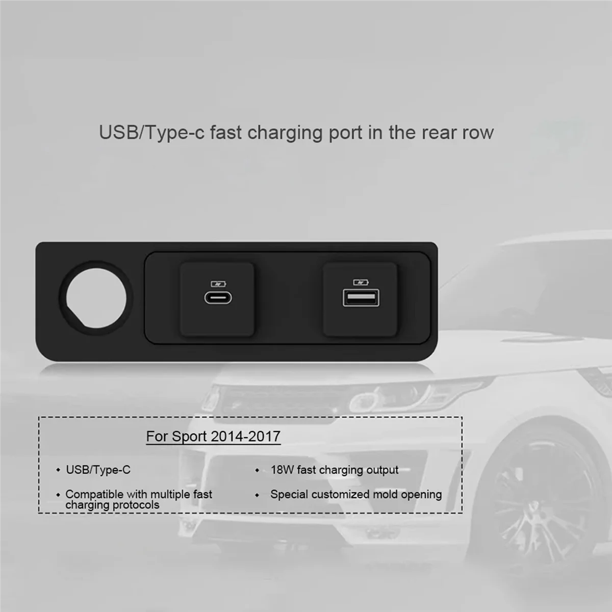 Автомобильный USB-порт Type-C для Land Rover Range Sport L494 2014-2017 порт быстрой зарядки в заднем