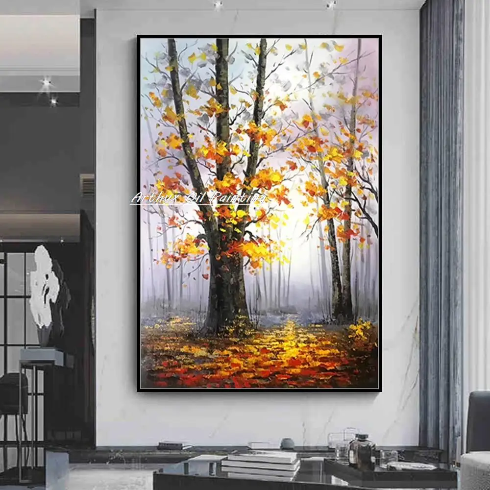 Arthyx, ручная роспись, толстый лес, деревья, пейзаж, масляная Картина на холсте, современный абстрактный художественный декор для гостиной комнаты, художественная картина