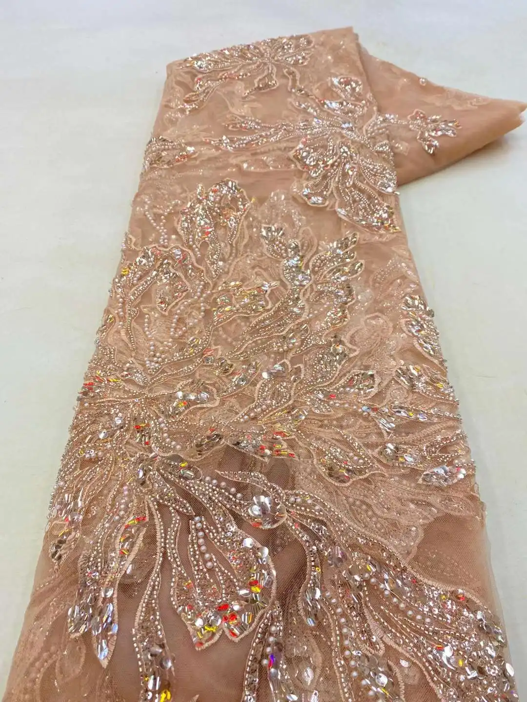 

Высококачественное кружево из бисера с вышивкой из жемчуга и блесток, французское Тюлевое Сетчатое бриллиантовое платье для свадебной вечеринки, вечерние платья